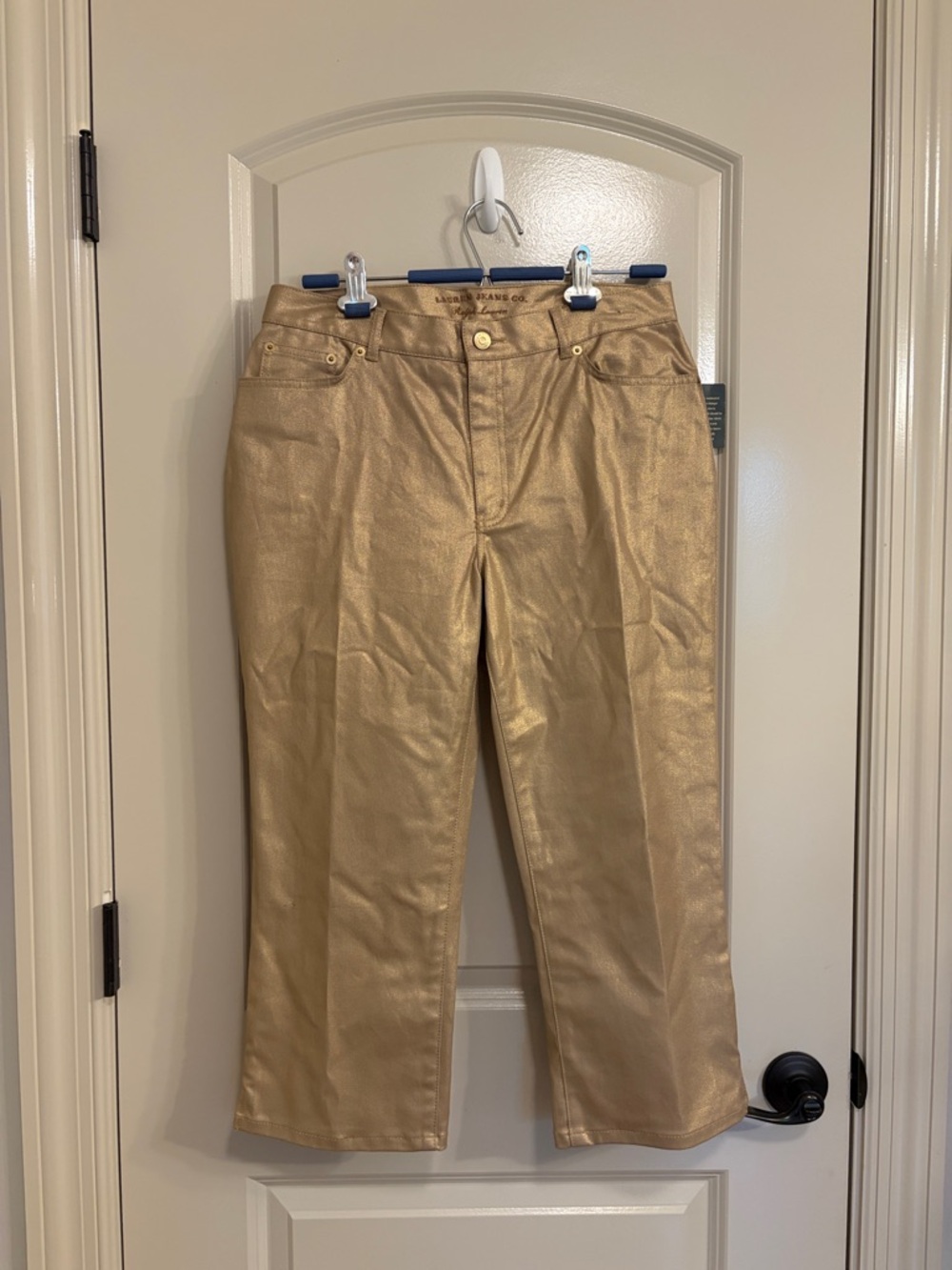 The Lauren Jean Company NWT metallic Gold designer jeans